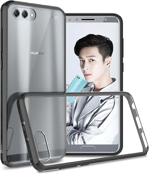 Amazon Com Coveron Hard Slim Fit Clearguard Series For Huawei Honor View 10 Honor V10 Case Clear With Black Trim Cell Phones Accessories