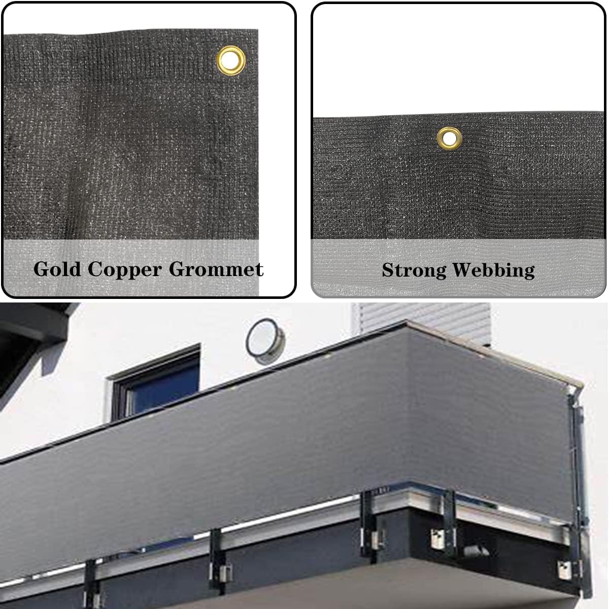 Vocray 1.2X5M Privacy Screen for Balcony Apartment Railing Sun Protection Balcony Netting, Wind and Dust Barrier - Image 4