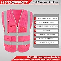 Vista 49 de HYCOPROT High Visibility Mesh Safety Reflective Vest with Pockets and Zipper, Meets ANSI/ISEA Standards