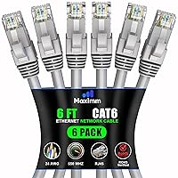 Vista 89 de Maximm Cable Ethernet Cat 6 de 10 pies (paquete de 6) - Cable LAN de alta velocidad, cable de Internet, cable de conexión y cable de red - UTP