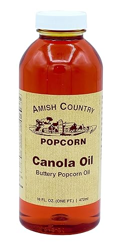 Amish Country Popcorn Aceite de canola con sabor a mantequilla 16 onzas anticuado sin OMG y sin gluten tarro de 16 onzas