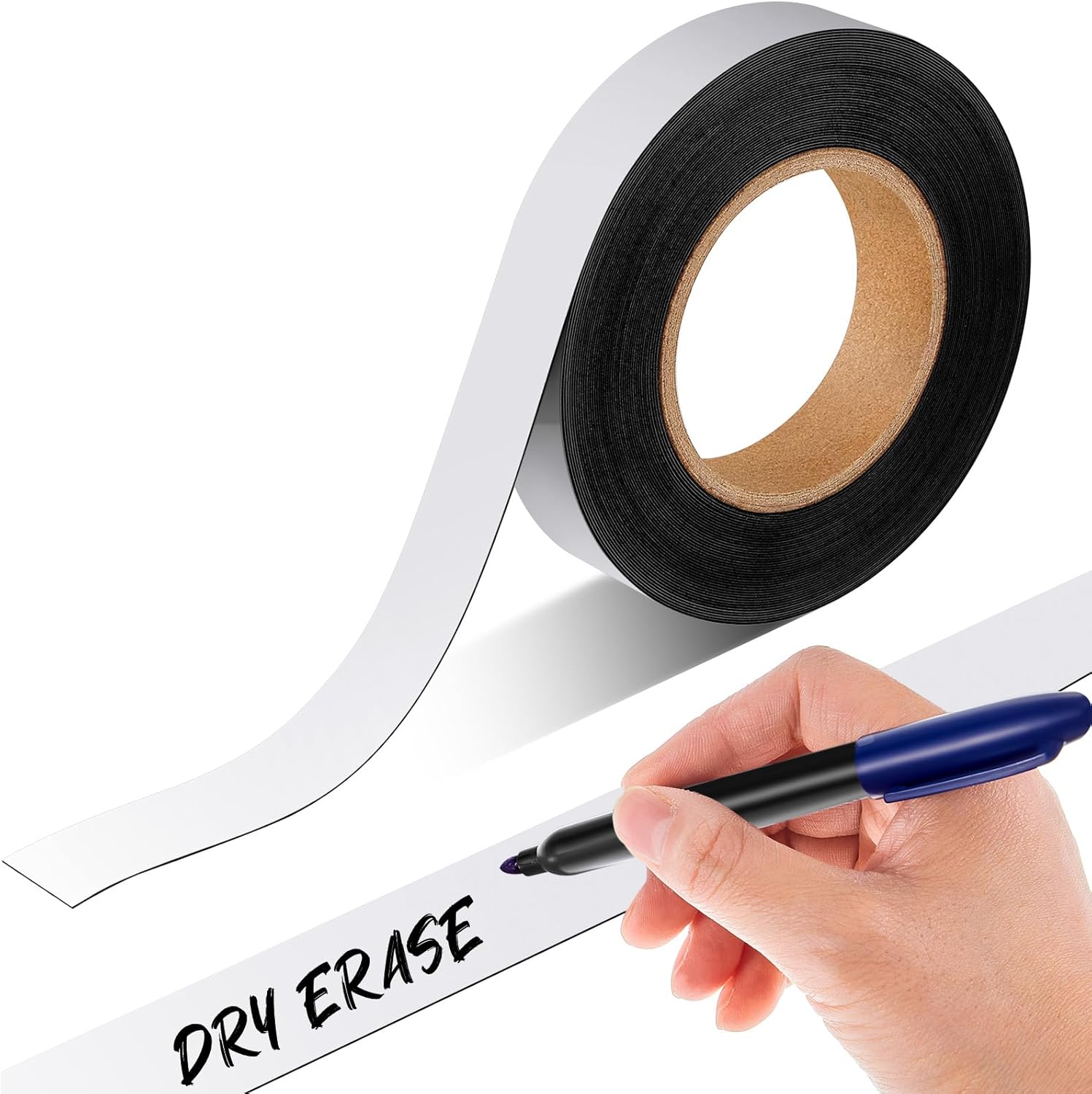 Amylove 2" x 30ft Magnetic Tape Strip Roll, Dry Erase Label, Writable Magnets Sticky Labels, Flexible Magnet Dry Erase Tape Strips for Whiteboards, Refrigerator, Crafts, DIY Storage