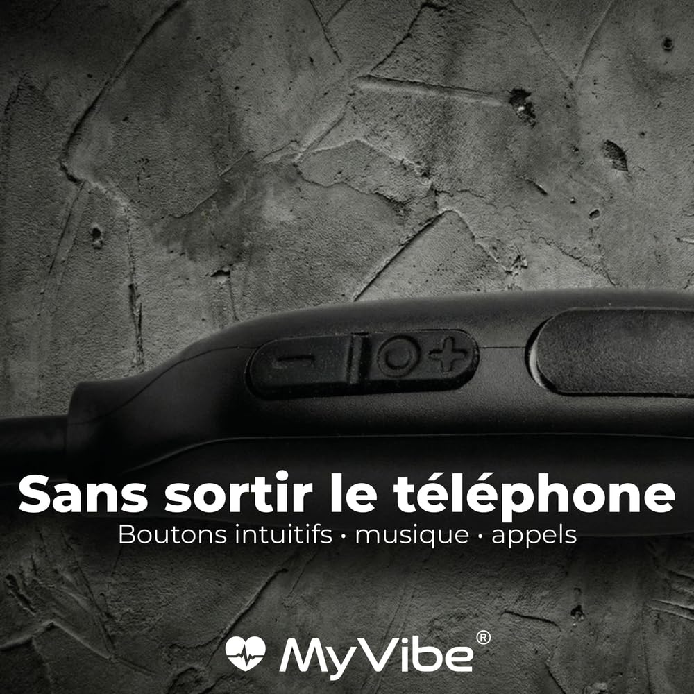 MYVIBE is Strong Casque à Conduction Osseuse Sport - Écouteurs Bluetooth Oreilles Libres, Ultra-Léger 27g, IPX5 Étanche Pluie & Sueur, Autonomie 8h, Arceau Ergonomique, Idéal Running & Fitness