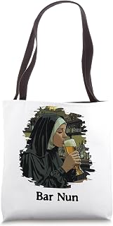 Bar Nun Drinking Beer Funny Dad Joke Pun Tote Bag