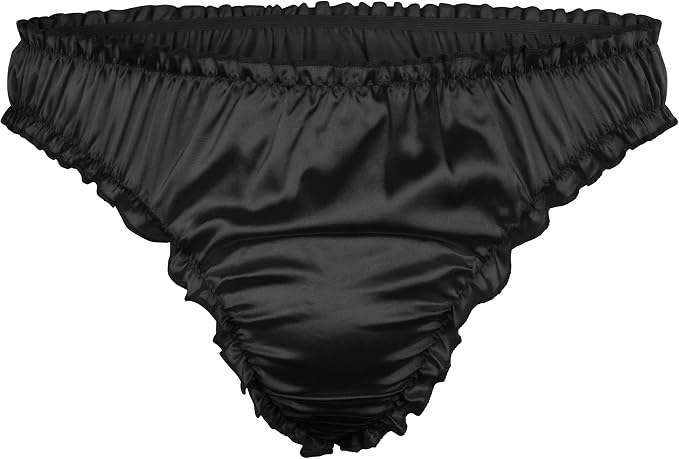 String En Satin Frou-Frou Taille Basse - Lingerie Féminine Confortable - Polyester/Élasthanne