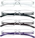 4 Paires de Lunettes de Lecture, Lunettes d'Ordinateur Bloquant la Lumière Bleue pour Femmes et Hommes Anti Fatigue/Éblouissement