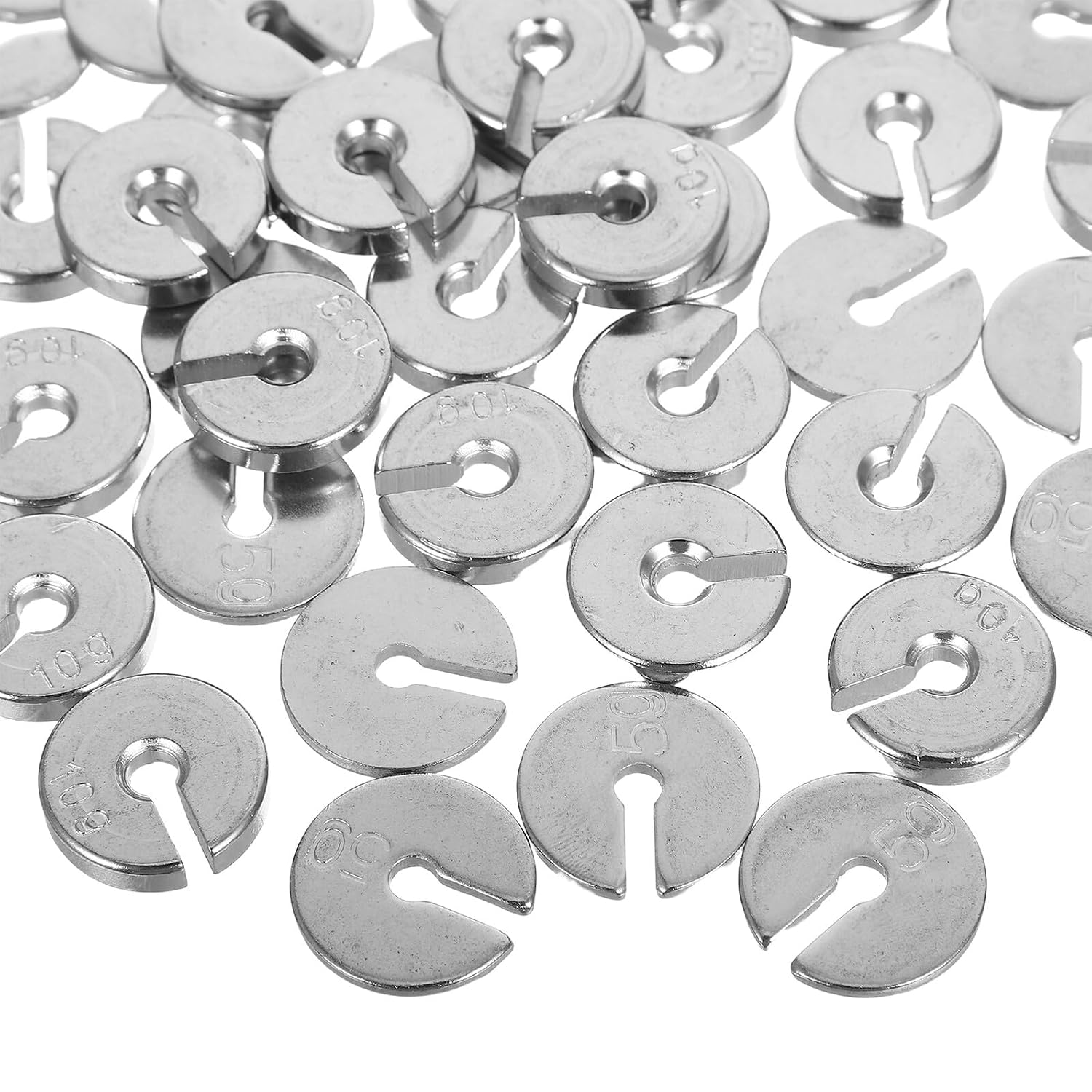 Ipetboom 50pcs Metal Slotted Mass Set Chromium Plated Iron Physics Lab Weights for Teaching Research Experiments with Precise Calibration Compact Design