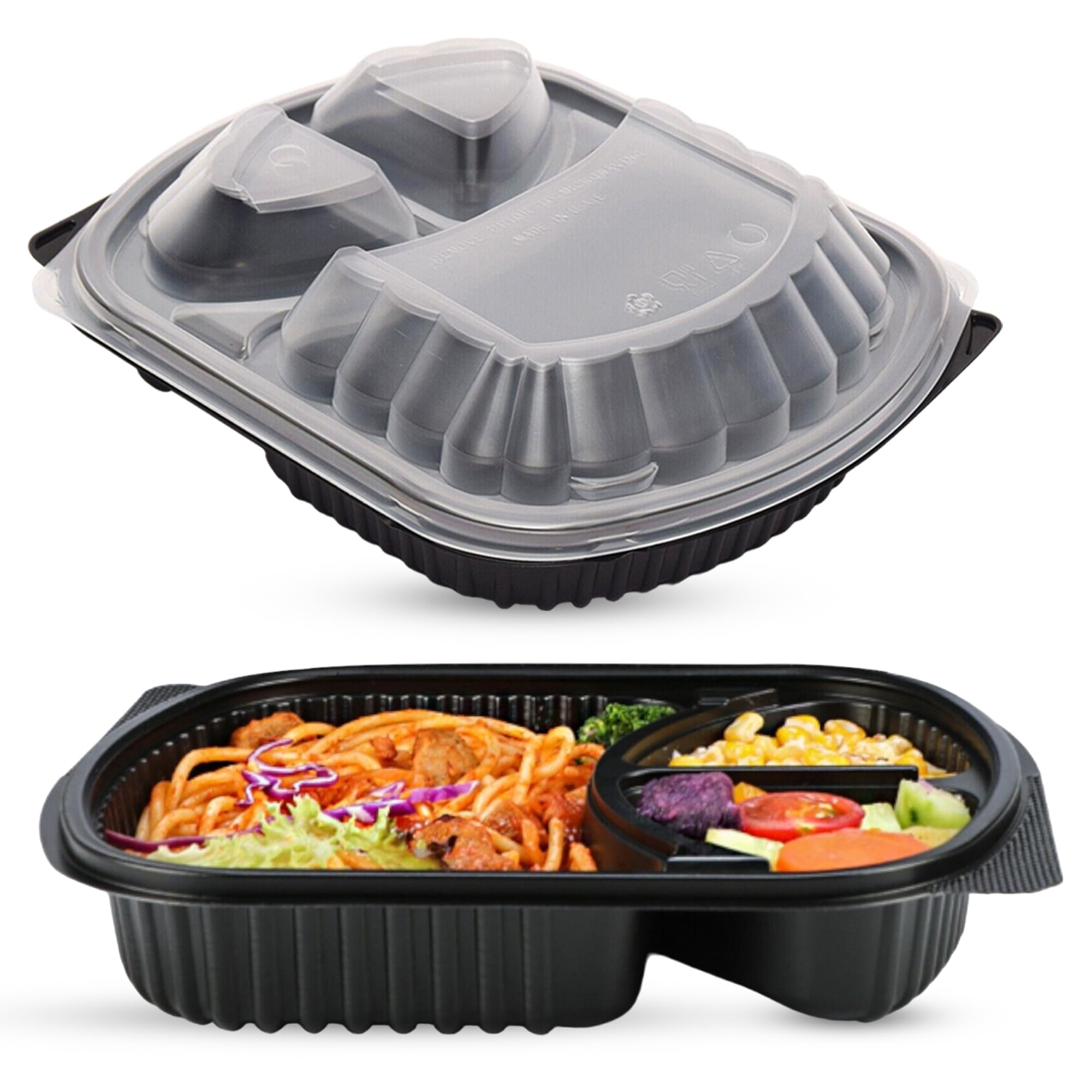 CHEF ROYALE 10 Pack, 3 Compartment Meal Prep Containers Reusable BPA Free Food Storage Containers with Lids Airtight Microwave Dishwasher Safe (30)