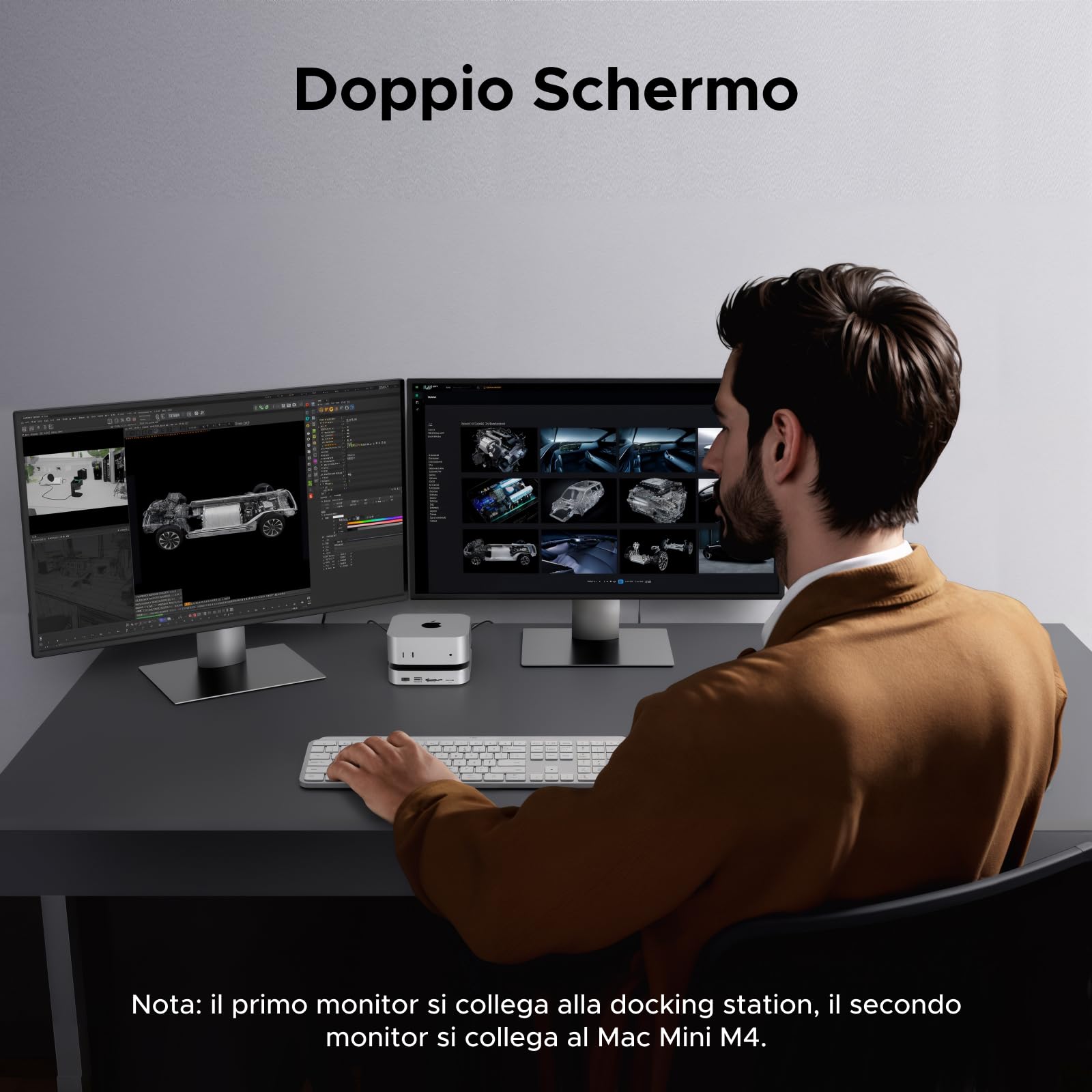 UGREEN Docking Station Hub USB C e Supporto per Mac Mini M4 e M4 Pro | 10 in 2, con Boîtier M.2 NVME SSD, DisplayPort 4K 240Hz 144Hz, 5 Porte USB 4A1C 10Gbps, Lettore di Schede SD TF, 3.5mm Aux