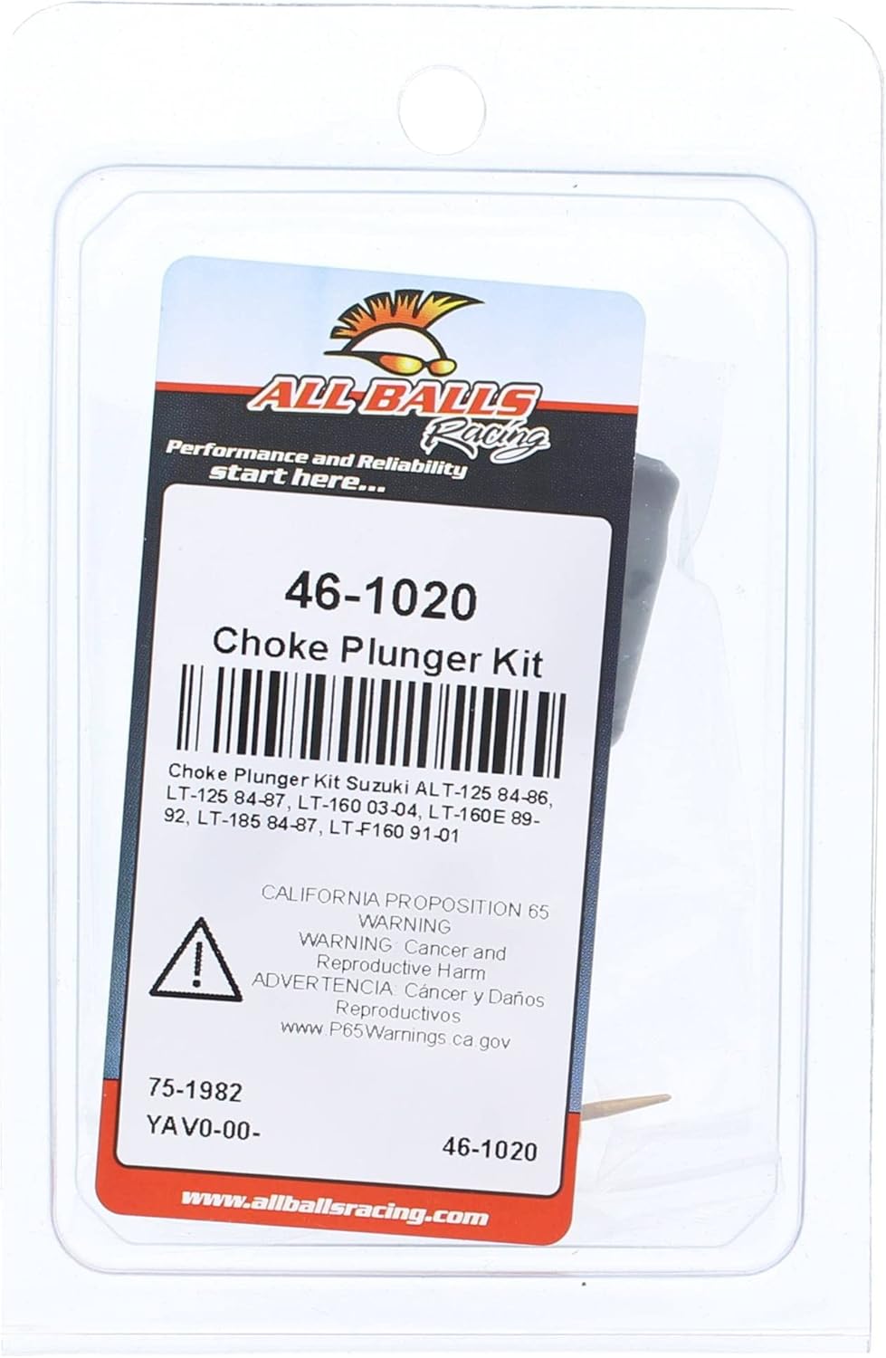All Balls Racing 46-1020 Choke Plunger Kit Compatible with/Replacement For Suzuki ALT-125 1984-1986, LT-F160 1991-2001, LT-185 1984-1987, LT-160E 1989-1992, LT-160 2003-2004, LT-125 1984-1987