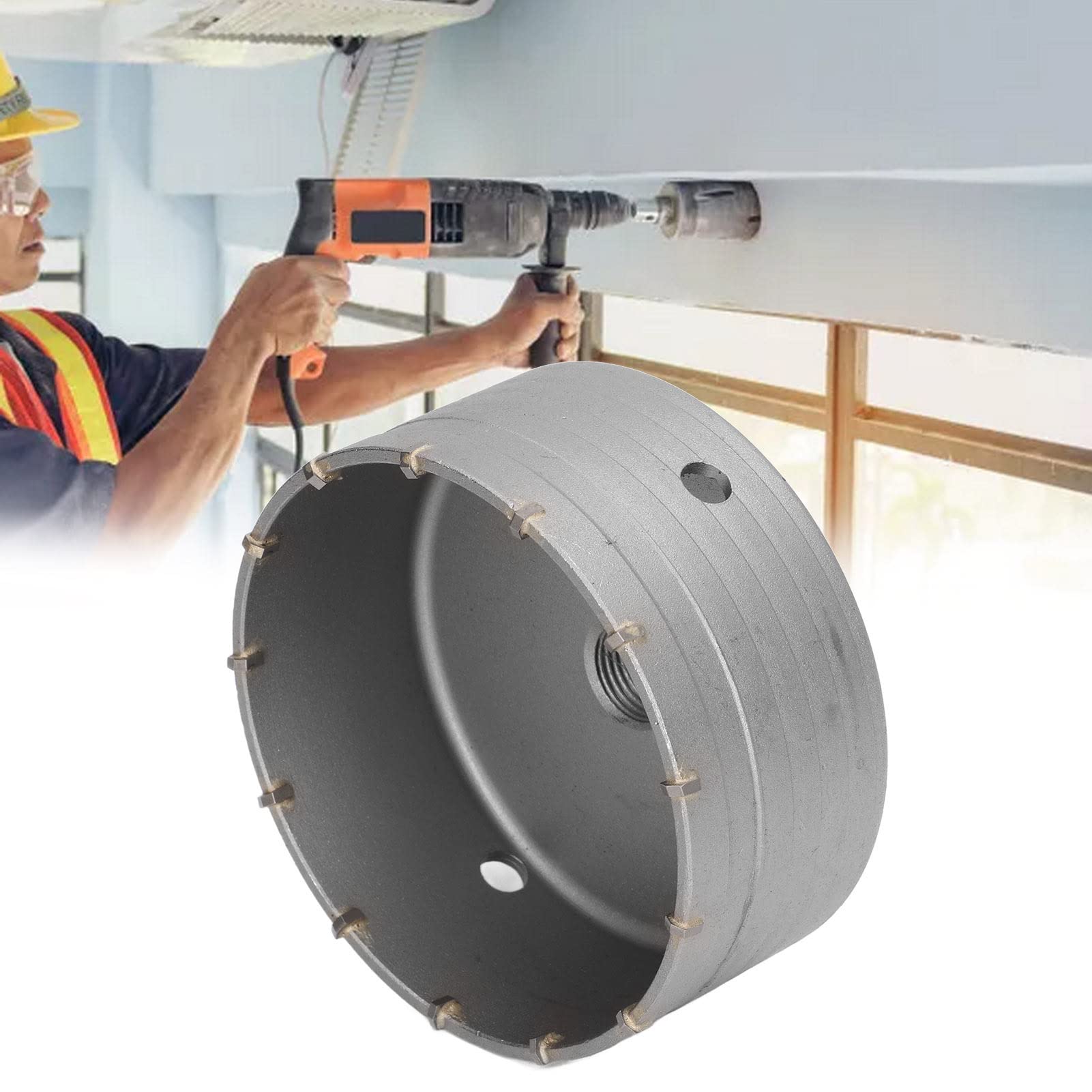 Abridor de agujeros de pared profesional Sierra de corona hueca de carburo cementado para perforar ladrillos de hormigón y piedra Accesorio de martillo eléctrico 130 mm Pla