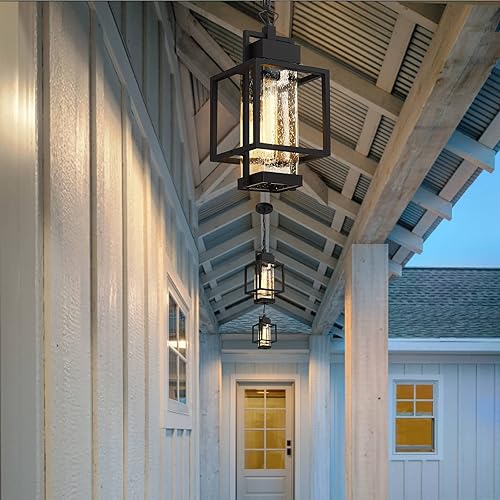 Miniatura 6 de Lámpara colgante al aire libre, luces colgantes al aire libre para porche, faroles colgantes exteriores, lámpara de techo al aire libre, lámpara de