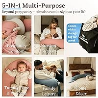 Vista 4 de Pregnancy Pillow 5-in-1 Adjustable Shape, Cooling Fabric Beanbag Style Microbead, O-Shape for Nursing, 5-Point Full Body Support for Side