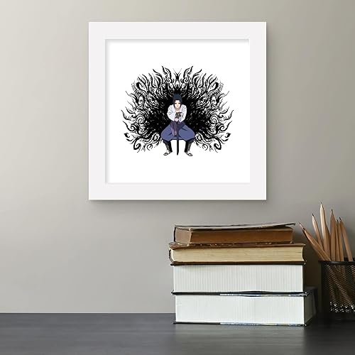 Miniatura 5 de Trends International Gallery Pops Naruto Shippuden - Sasuke Uchiha Amaterasu - Arte de pared, versión enmarcada blanca, 12 x 12 pulgadas