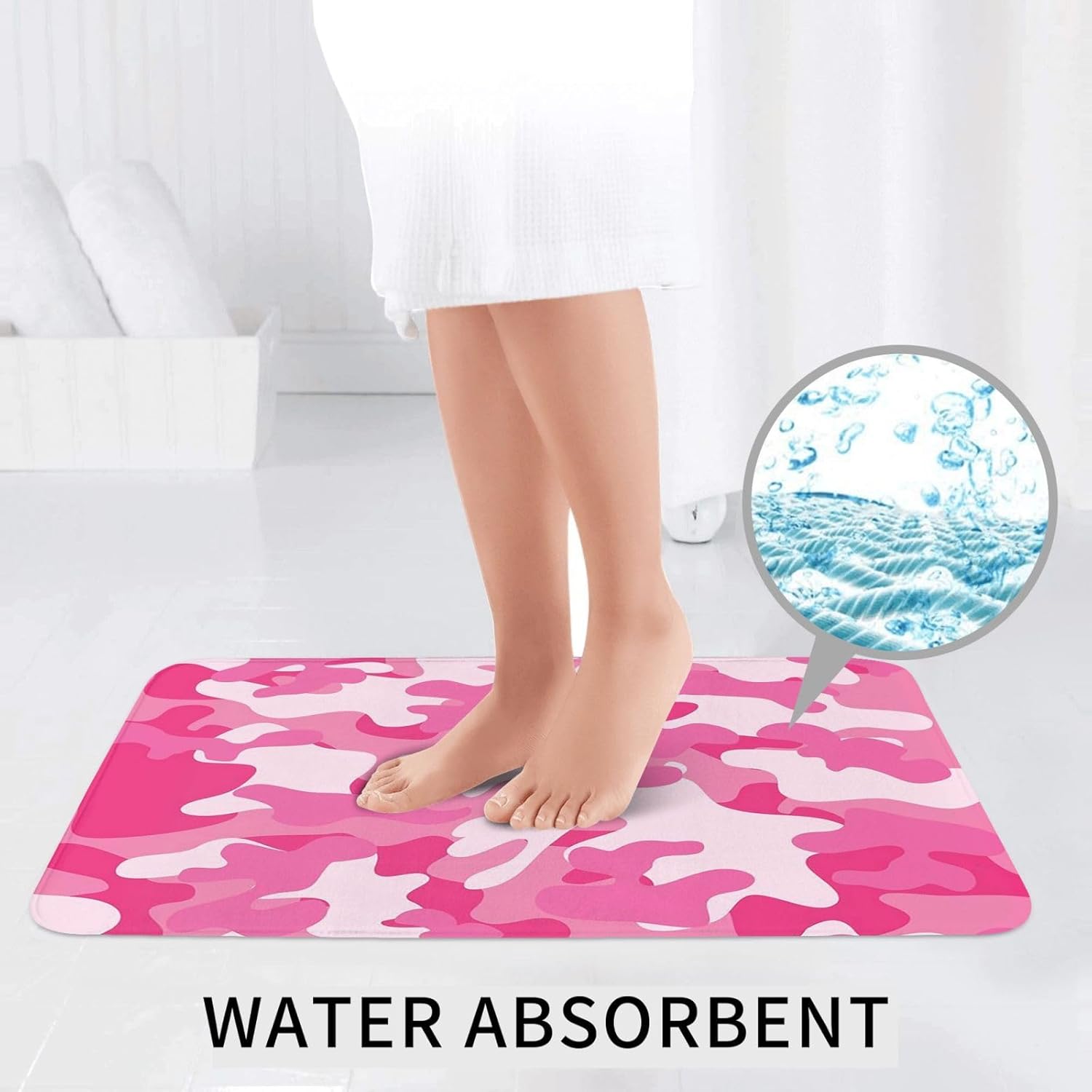 Camo Pink Bathroom Rugs Carpet Toilet Mat Set Washable Non-Slip Ground Mats Bath Decorate