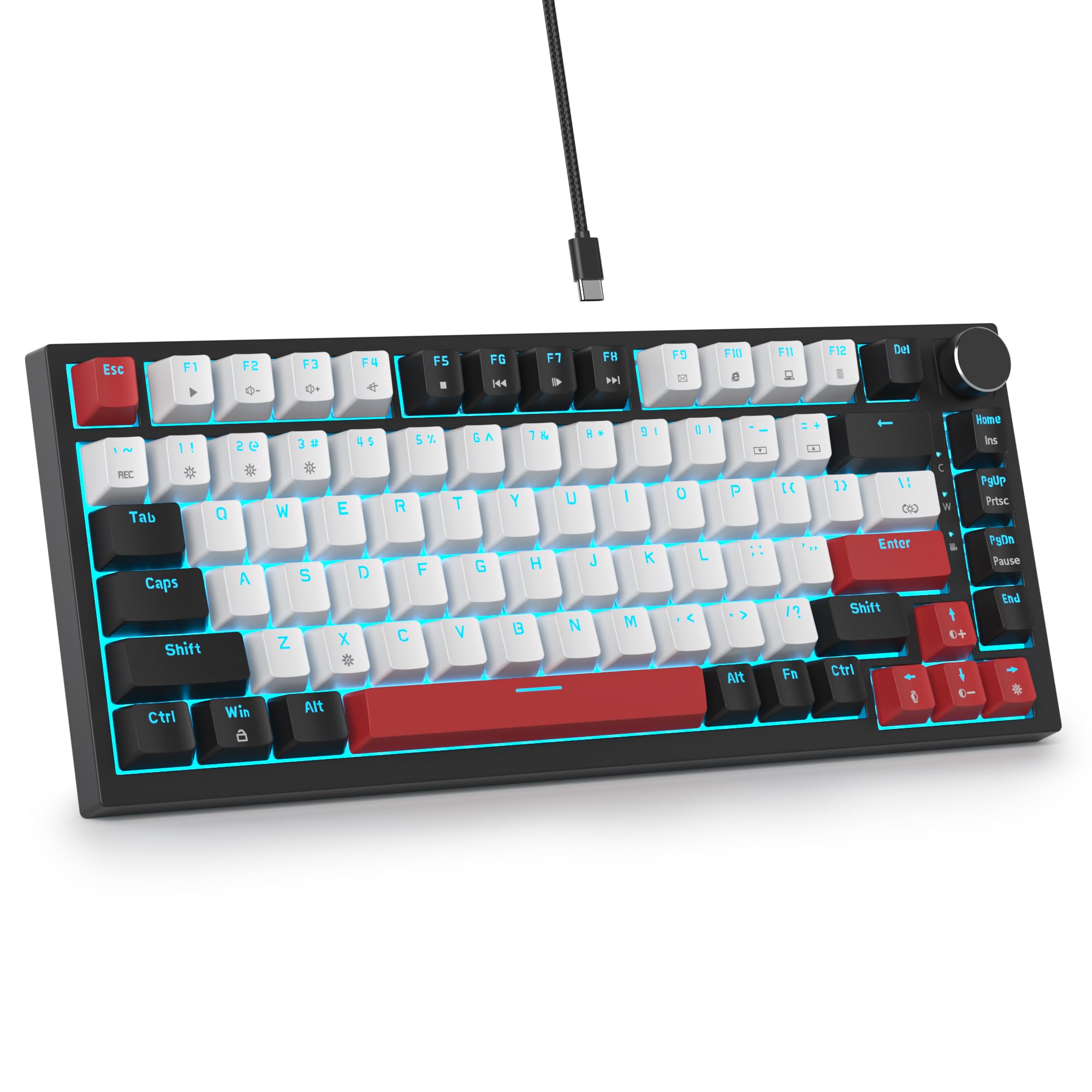 SbocKeeb V400 Teclado Mecanico 75% Gasket Mouted, Personalizado Intercambiable En Caliente 75% TKL Cableado Mecánico RGB Teclado con Almohadillas Que Absorben El Sonido, Americano QWERTY Programable