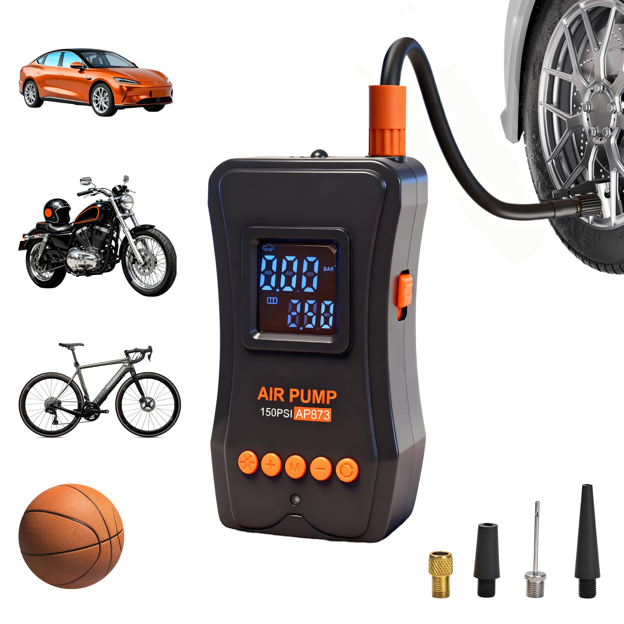 Portable Tire Inflator - Car, Bike & Motorcycle -1