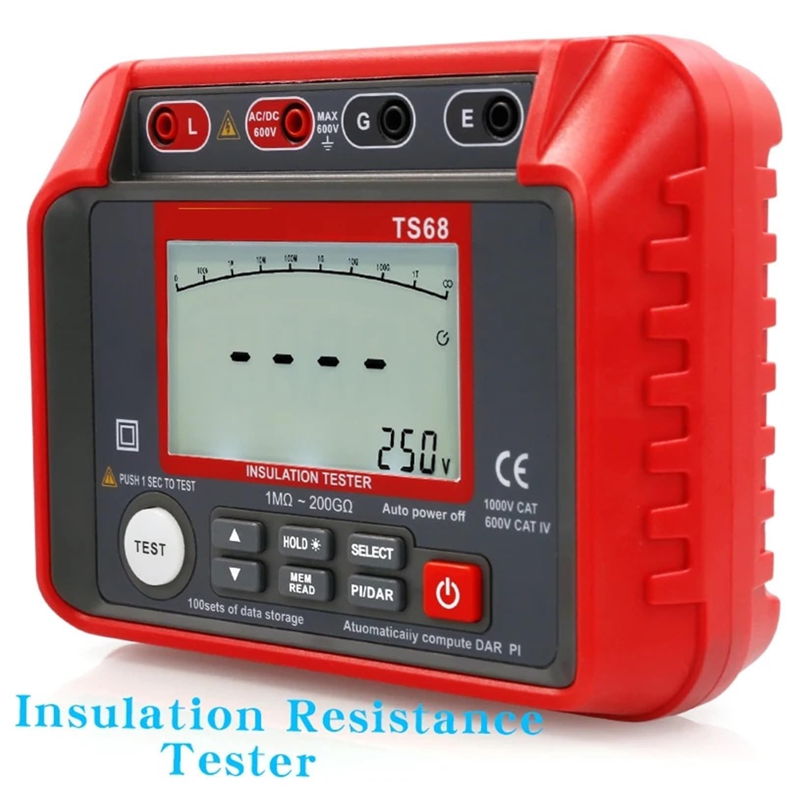 Analizzatore di reti elettriche, Il tester di resistenza isolamento TS68 Megaohmmetro digitale ad alta precisione 500V 2500V Misuratore portatile intelligente