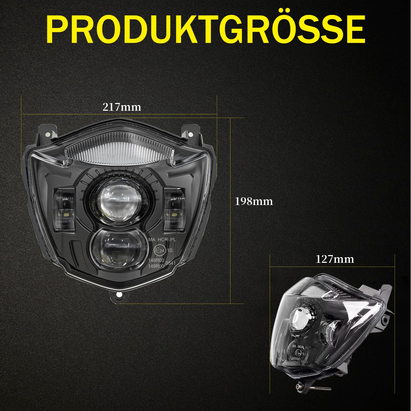 LED Motorrad Scheinwerfer E-geprüft Mit Tagfahrlicht Fern- und Abblendlicht für Yamaha XT660X 2004-2006 XT660R 2004-2016