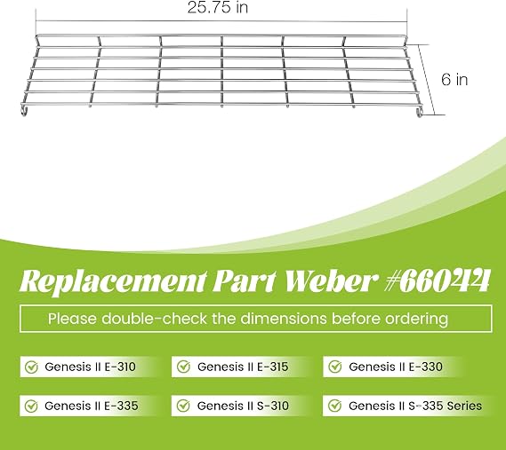 Weber 66044 Genesis II/II LX 300 Serisi GS4 Yedek Parçalar için Isıtma Rafı E-310 E-315 E-330 E-335 S-310 S-335 Gazlı Izgara Izgarası Paslanmaz Çelik 304 Barbekü