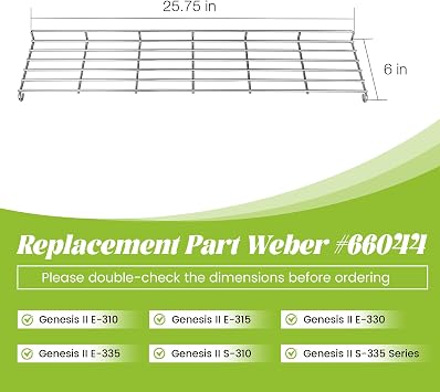 Weber 66044 Genesis II/II LX 300 Serisi GS4 Yedek Parçalar için Isıtma Rafı E-310 E-315 E-330 E-335 S-310 S-335 Gazlı Izgara Izgarası Paslanmaz Çelik 304 Barbekü