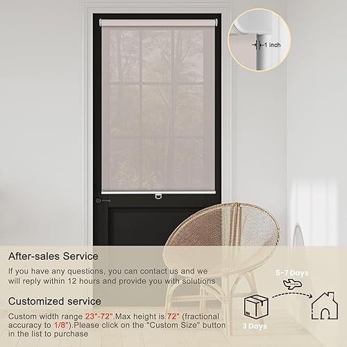 Miniatura 2 de Persianas filtrantes de luz para ventanas, sin cordón, con un 5% de apertura, cortinas enrollables de tela solar, traslúcidas y reducen el