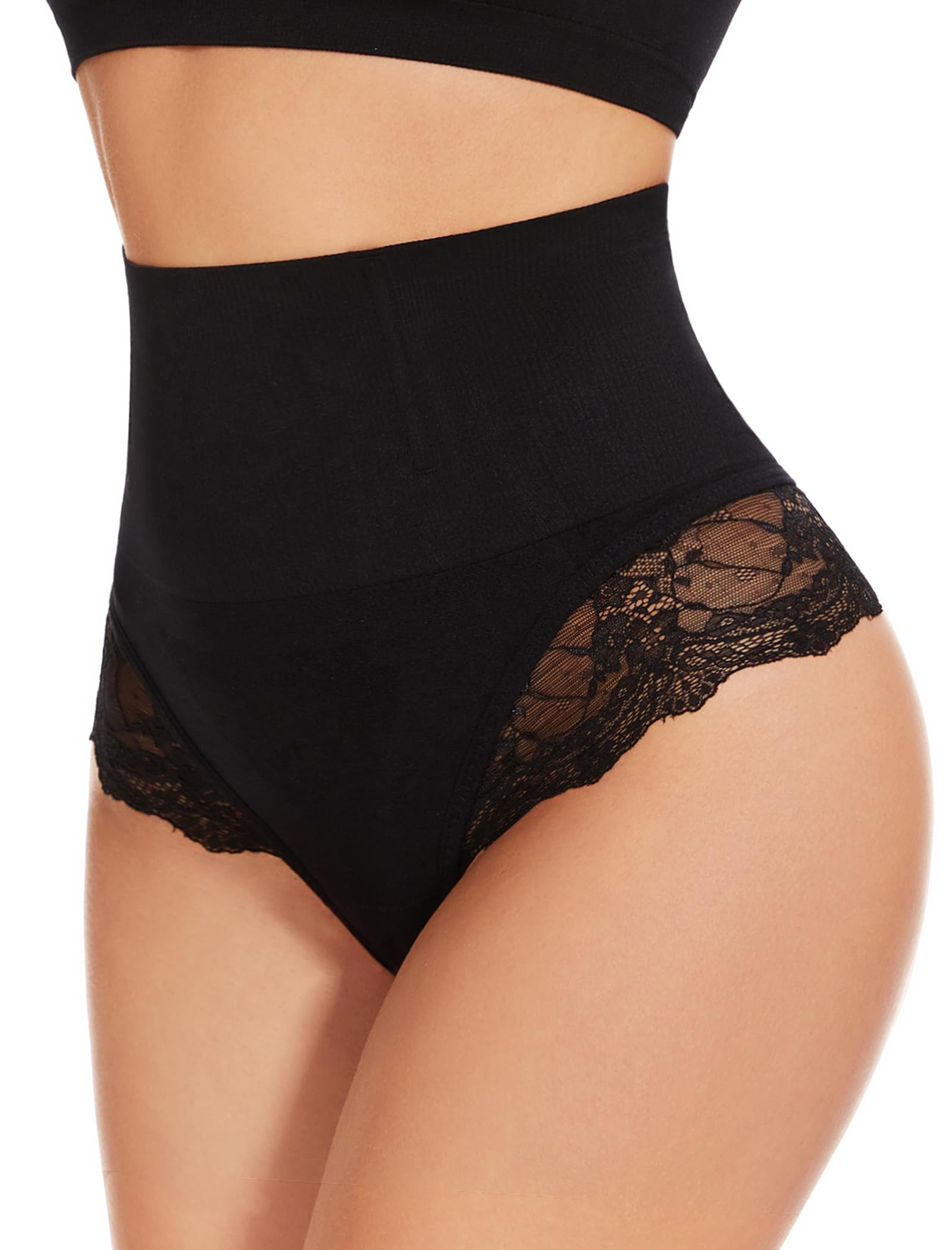SURE YOU LIKE Shapewear Damen Bauchweg Unterhose Tanga mit Spitzen Miederhose Miederslip für Unterbauch Body Shaper String Figurformende Unterwäsche