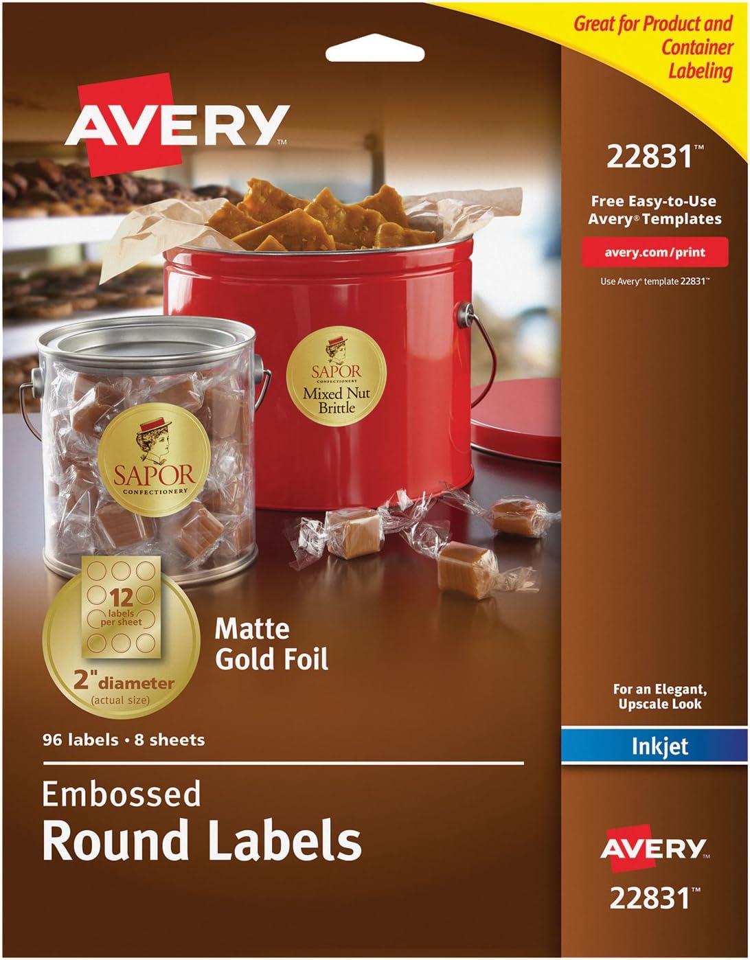 Amazon.com: Avery 22831 Round Labels, 2-Inch, Foil/Embosed ...