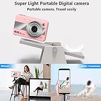 Vista 5 de Cámara digital, UHD 4K 64MP apuntar y disparar cámaras digitales para fotografía con tarjeta de 64 GB, zoom óptico 16X, antivibración, cámara