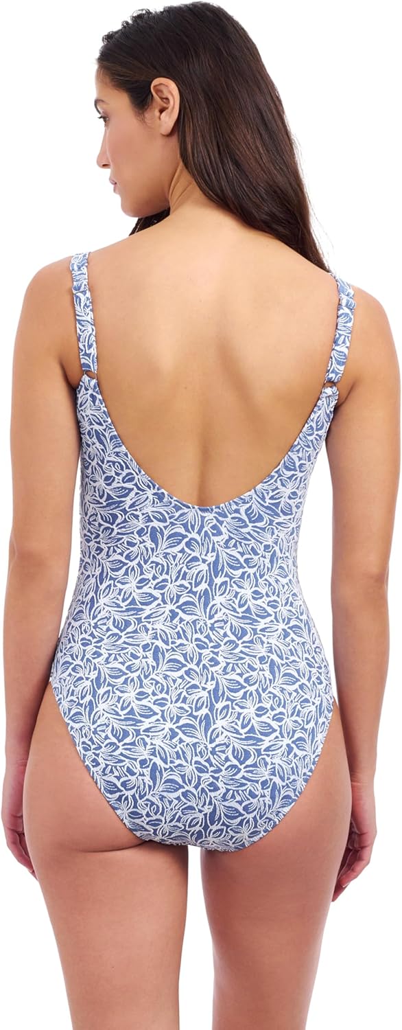 Profile by Gottex Plumeria Textured Leafy Print Versatile & Stylish Women’s Square Neck One Piece Bathing Suit Swim Essential