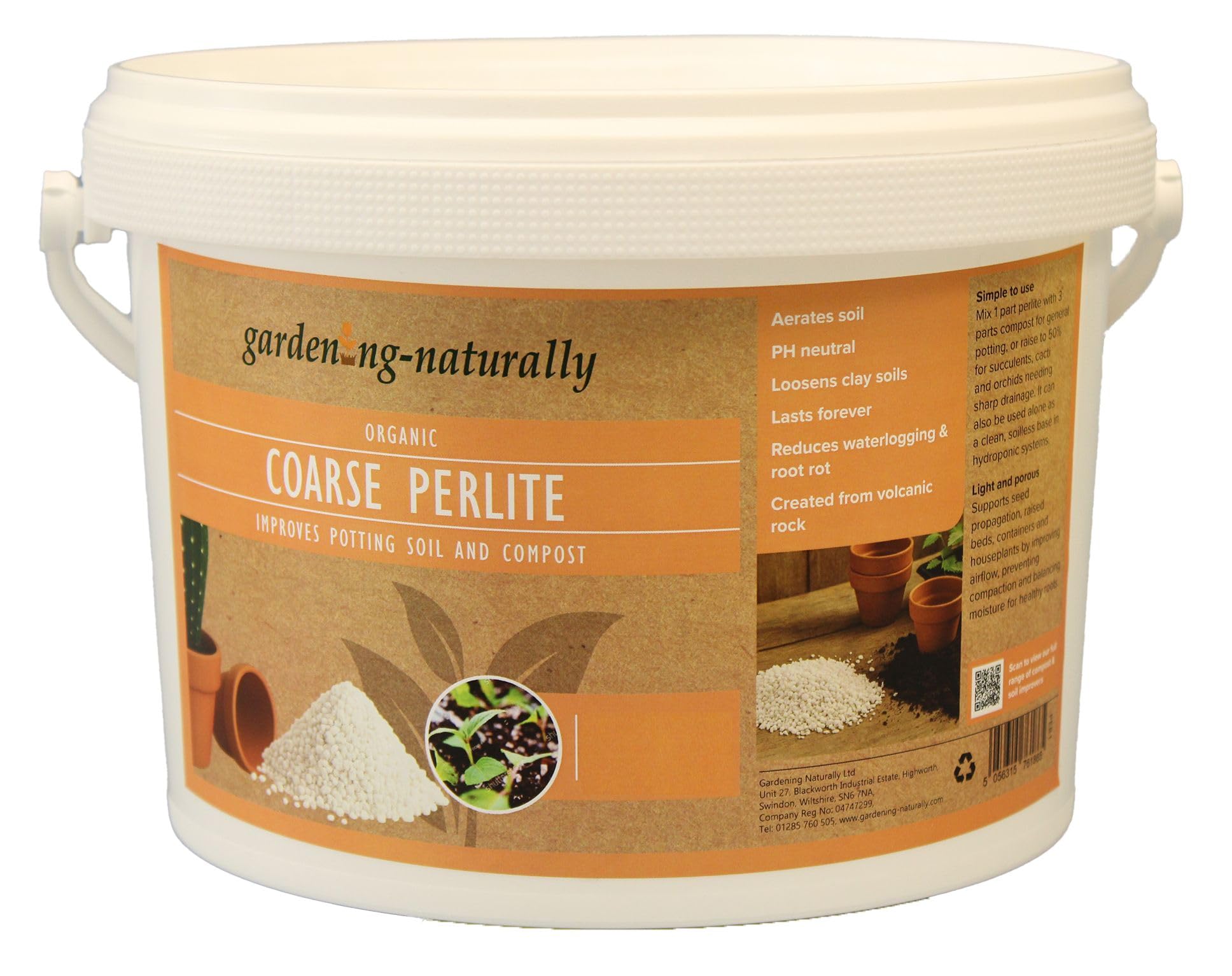 Horticultural Grade Perlite for Soil and Compost – Improves Aeration, Drainage and Root Growth – Ideal for Pots, Raised Beds, Containers and Greenhouse Plants (1L)