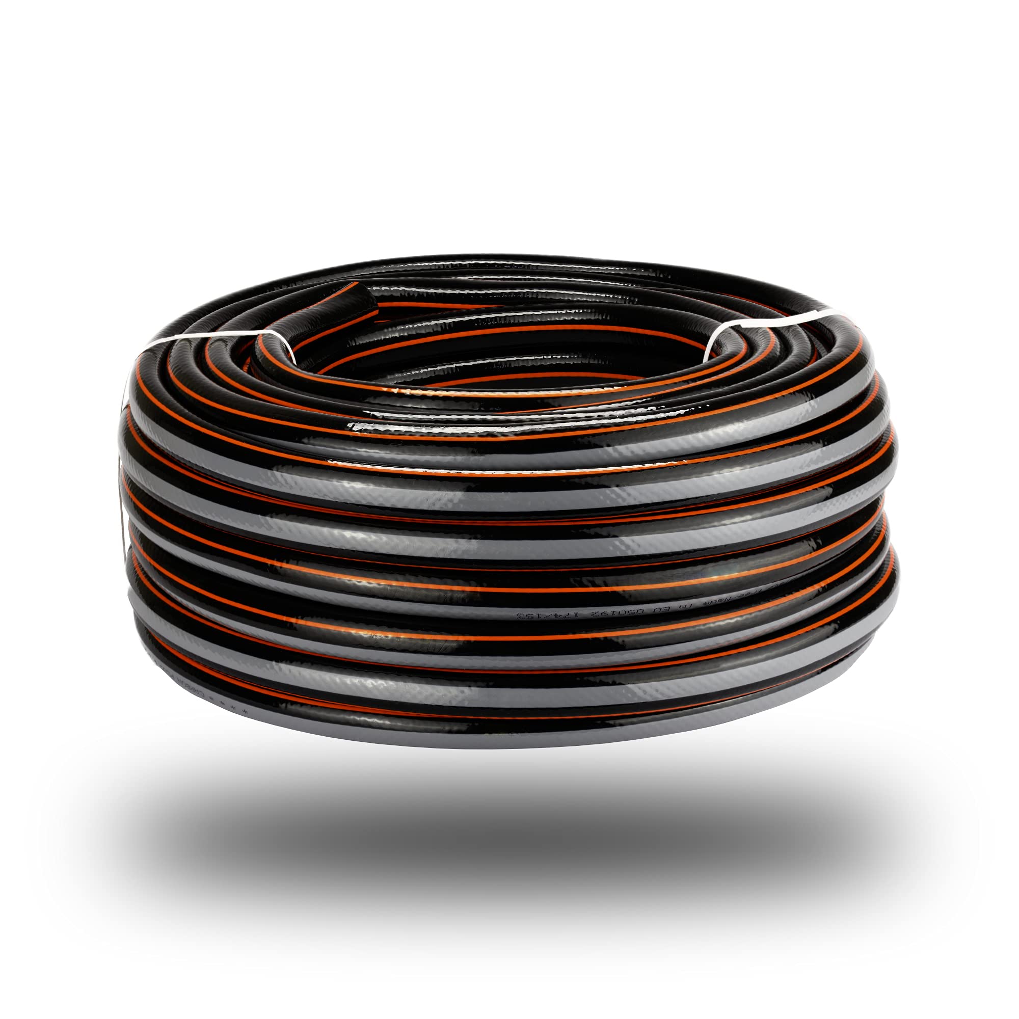 Bortaberg Flexible 4-Layer Hose 1/2(12.5mm) inch, Carbon, 15-100m Water Hose Pipe for Home Garden Patio and Car Cleaning, 25 bar Burst Pressure, Keeps its Shape, Spiral mesh Textile (100)