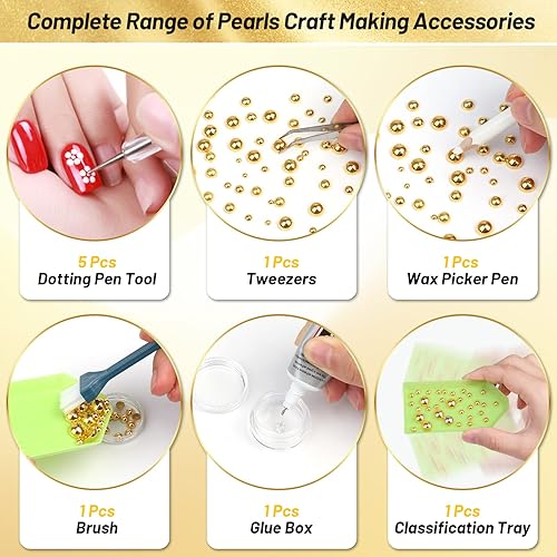 Miniatura 5 de 10000 perlas doradas con parte trasera plana y 4 piezas de pegamento de joyería B7000 de 0.5 onzas líquidas, pegamento transparente de diamantes de