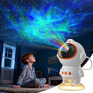 Fokky Sternenhimmel Astronaut Projektor, LED Nachtlicht Kinder mit 9 Sternenhimmel-Modi und Sternenprojektions-Nachtlichtfunktion, Fernbedienung, Galaxy Projector mit Timer für Kinder und Erwachsene