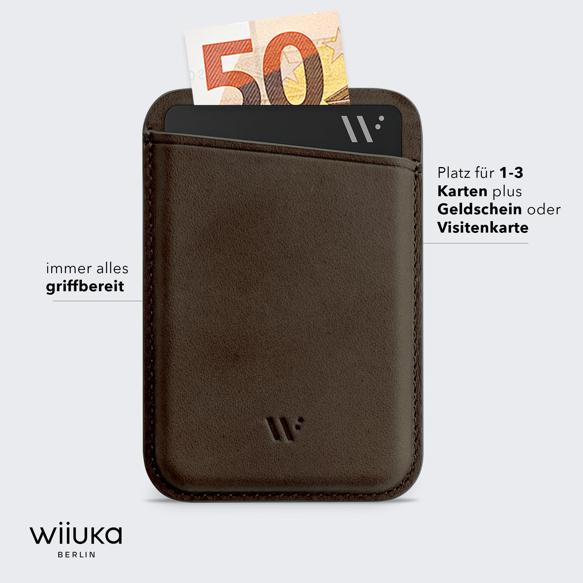 WIIUKA Portafoglio magnetico in pelle compatibile con MagSafe, custodia per iPhone 17/16/15/14/13 serie, porta carte di credito, marrone vintage