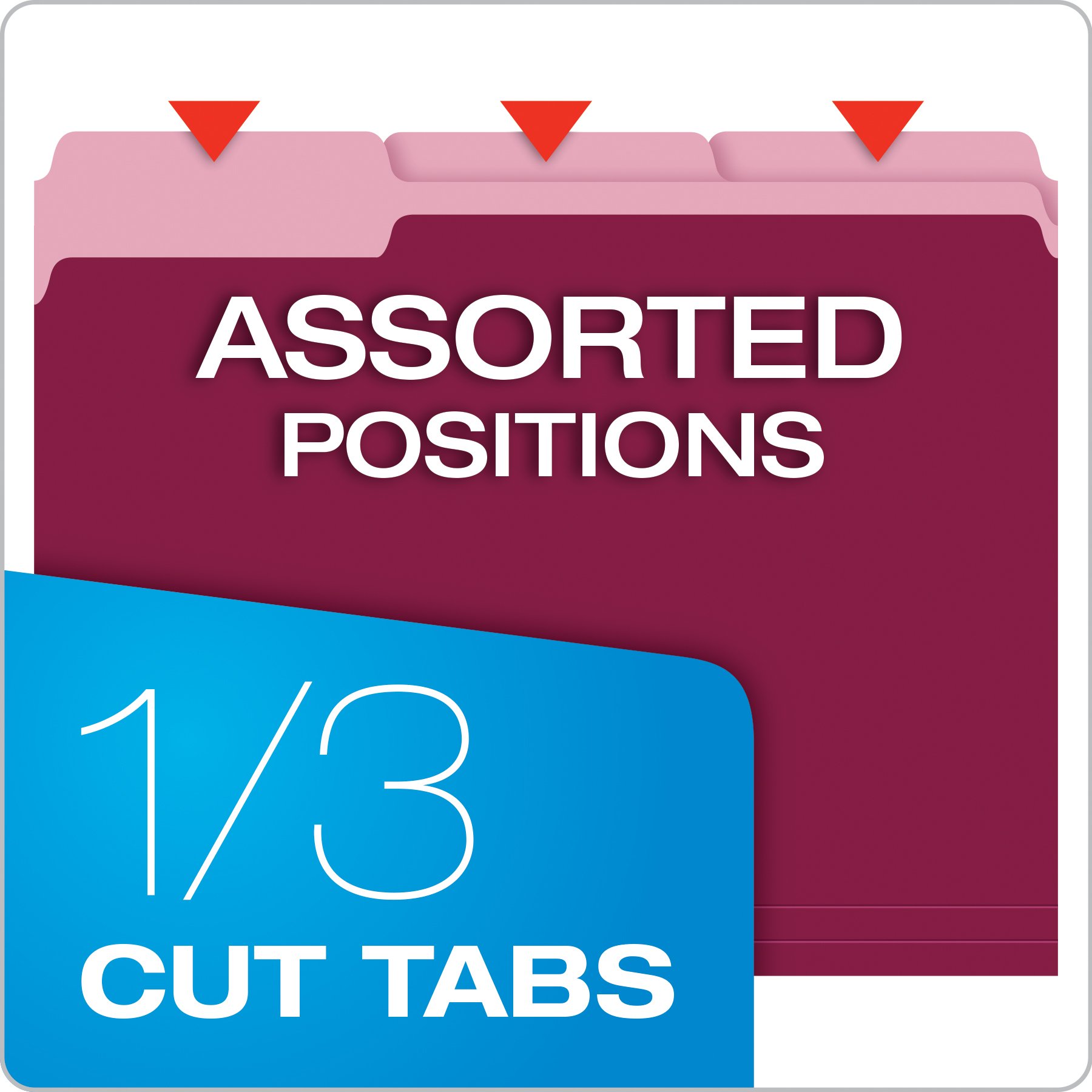 Two-Tone file dosya, 1/3 Cut Top Tab, Letter, Burgundy/Light Burgundy, 100/box