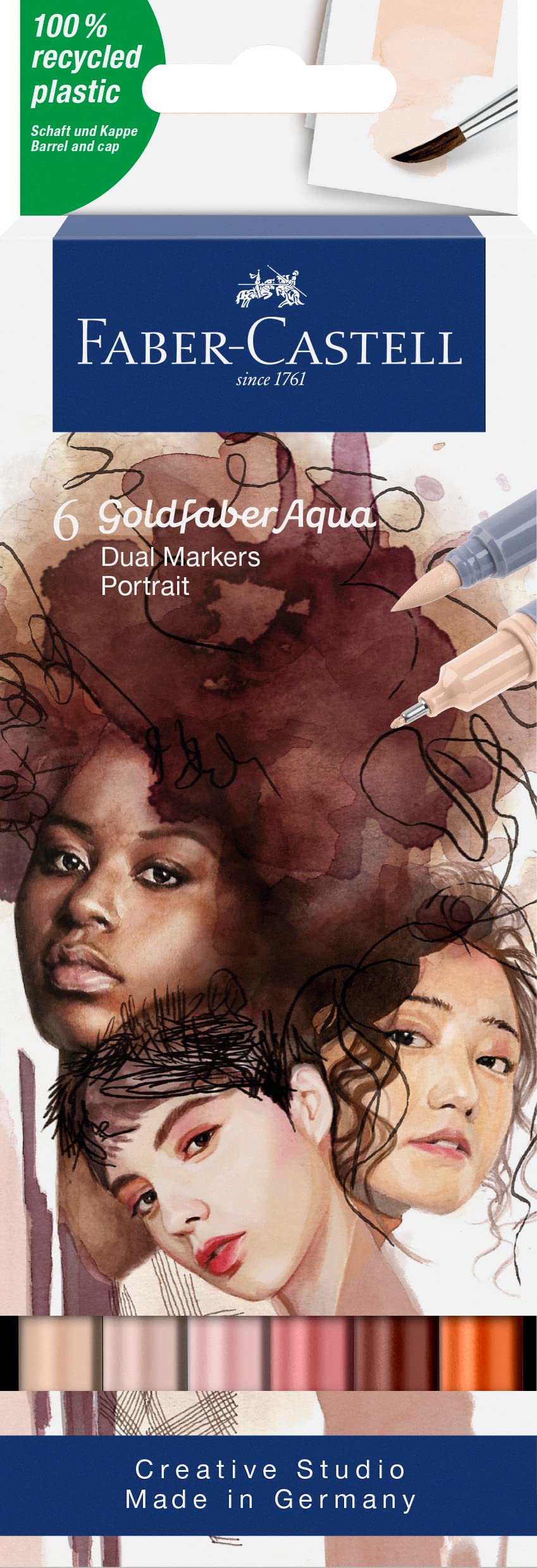 Faber-Castell Creative Studio Goldfaber Aqua Dual Marker, Portrait, Wallet Of 1, For Art, Craft, Drawing, Sketching, Home, School, University, Colouring