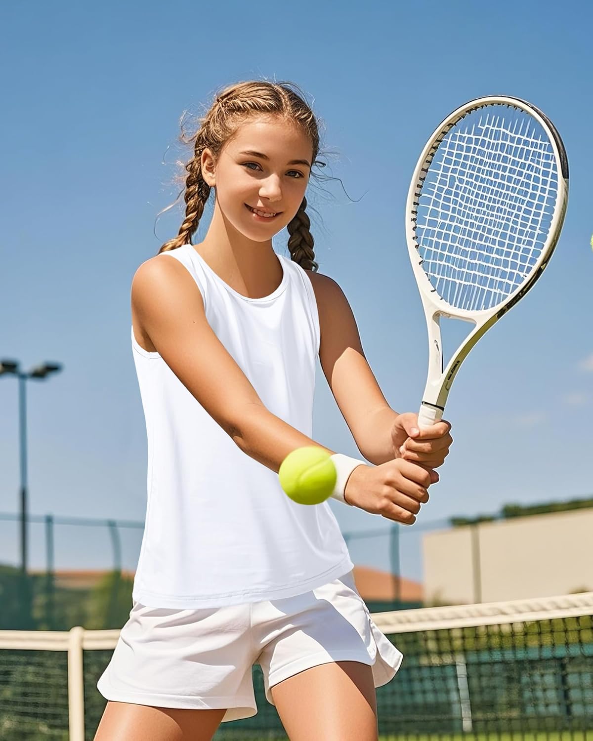 Auranso Girls Tank Tops Racerback Sleeveless UPF 50+ Quick Dry Kids Athletic Shirts Sports Dance Workout Tops - Image 3