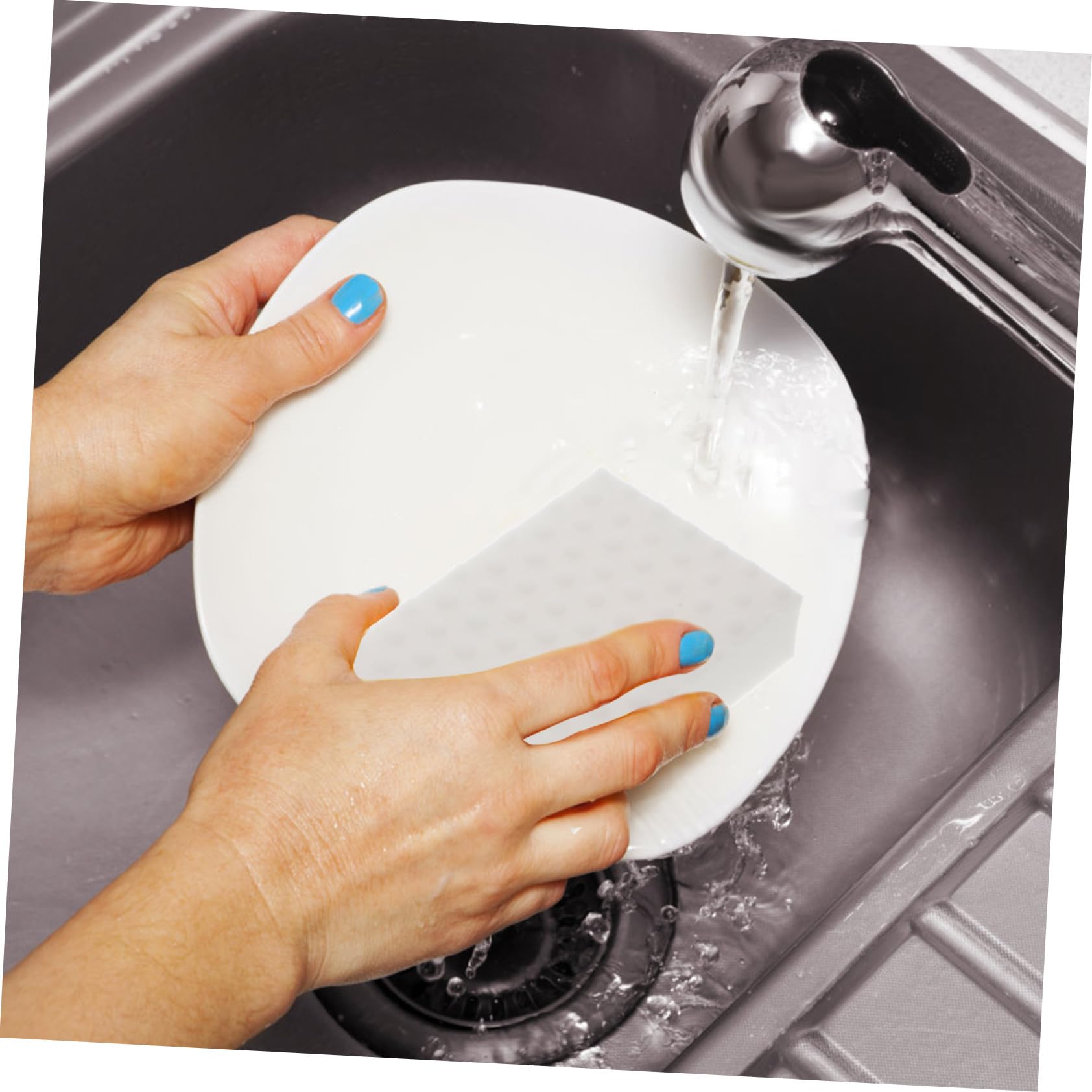 iplusmile Lot de 10 Éponges de Nettoyage en Haute Densité, Blanc, pour Vaisselle, Enlève Efficacement la Graisse, la Cuisine