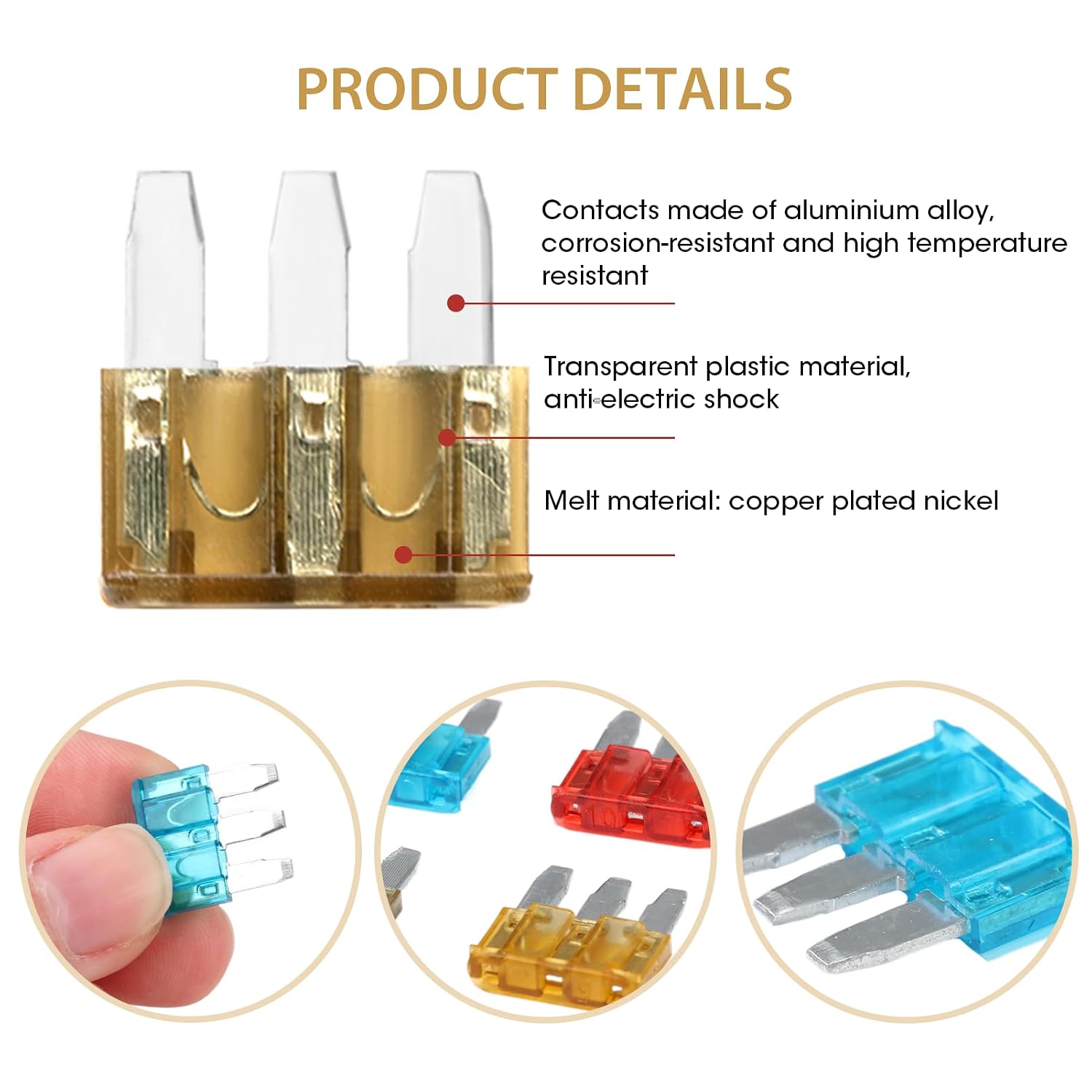 Micro 3 Blade Fuse Kit, 5A/7.5A/10A/15A Automotive Fuses with Clear Window for Cars, Trucks, Boats, RVs, Assorted 3-Prong Circuit Protectors, Ideal for Mechanics, DIYers (4 Types(24PCS))