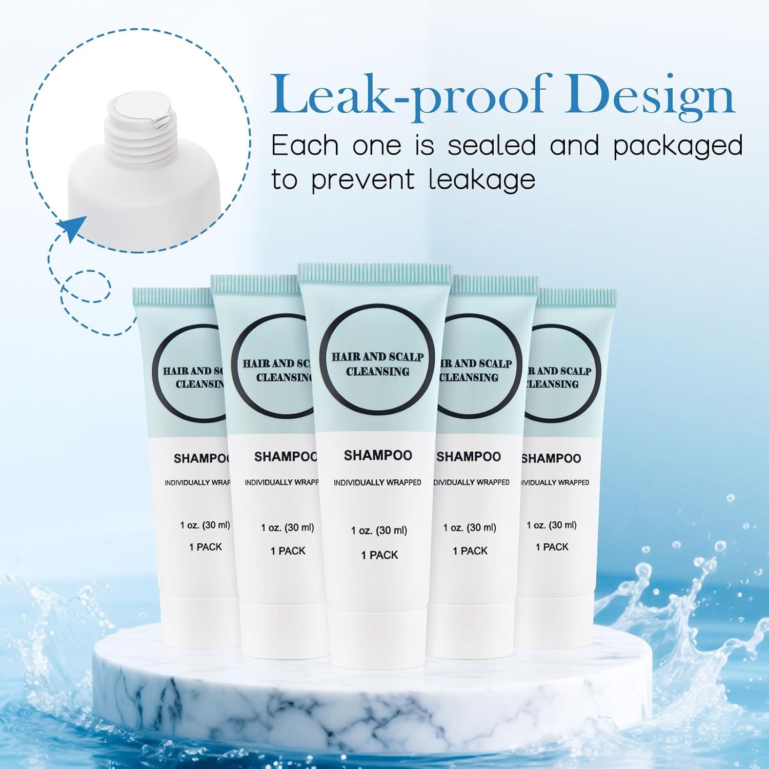 Travel Size Shampoo, Individually Wrapped Bulk 1 oz/30 ml Mini Shampoo Gel Set Trial Sample Small Single Use Toiletries Amenities Kit for Men & Women for Hotel/Camping/Vacation/Homeless (100 Pack)