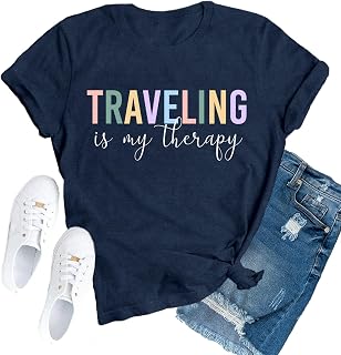 Travel Shirts for Women Traveling is My Therapy T-Shirt