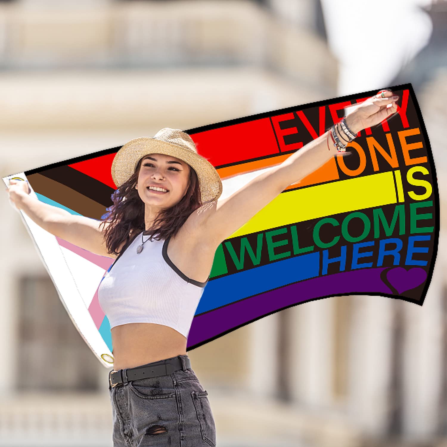Progress Pride Flagge – LGBT Regenbogenfahne 90x150 Cm (2 Stück) Wasserdicht Mit Ösen Für Innen & Außen