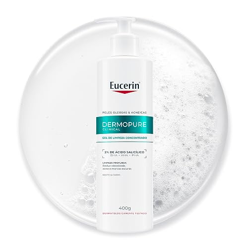 EUCERIN Gel de Limpeza Facial AntiAcne DermoPure Clinical Concentrado 400ml, Peles Oleosas e Acneicas