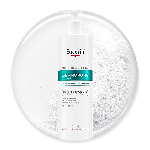 EUCERIN Gel de Limpeza Facial AntiAcne DermoPure Clinical Concentrado 400ml, Peles Oleosas...