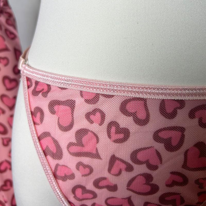 Women's Two Piece Love Loop Lingerie Leopard Print Cheeky Bikini Sets Sexy Halter Ring Triangle String3