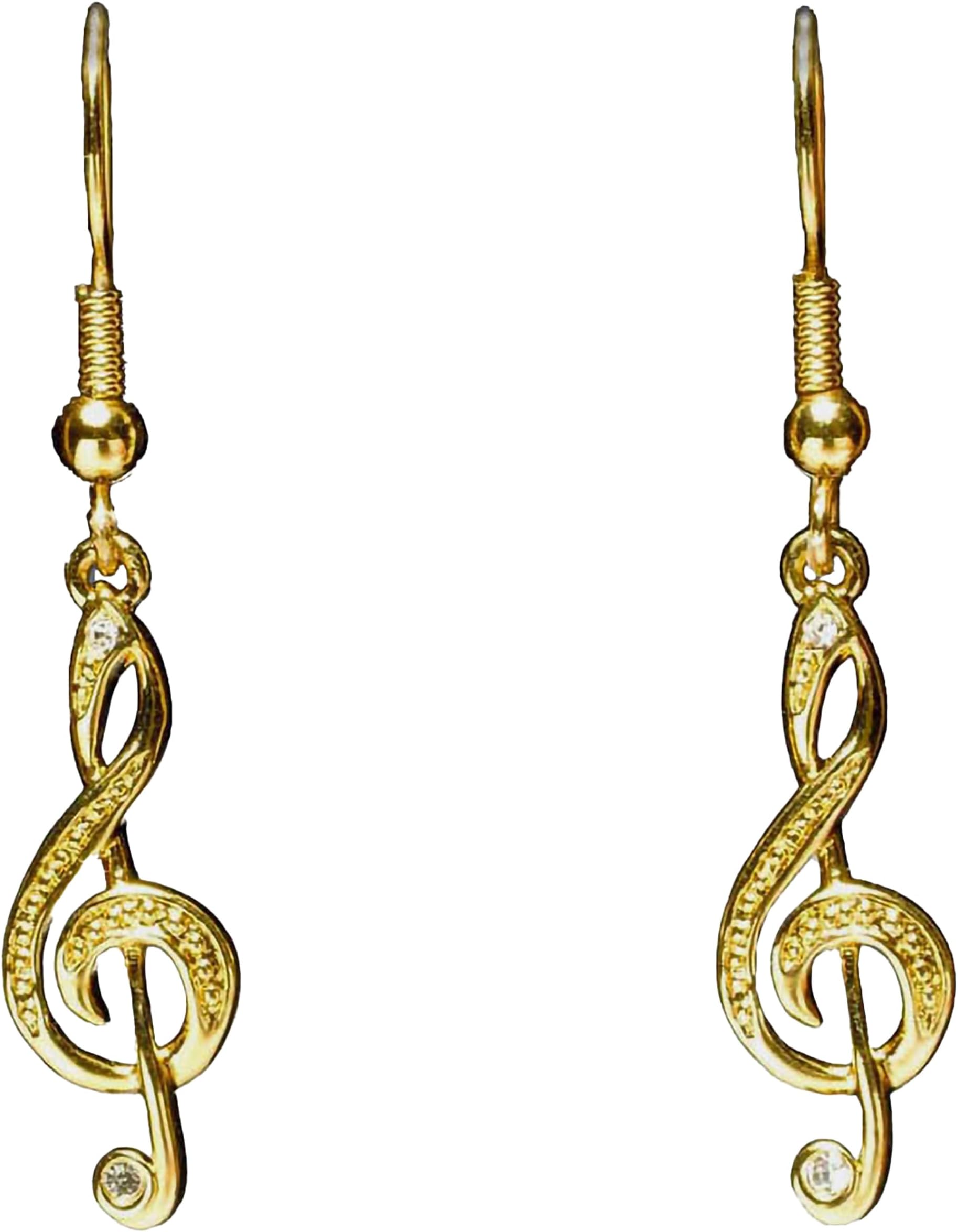 Broadway Gifts Musical Design Womens Jeweled Fashion Dangle Ear Rings, Treble Clef