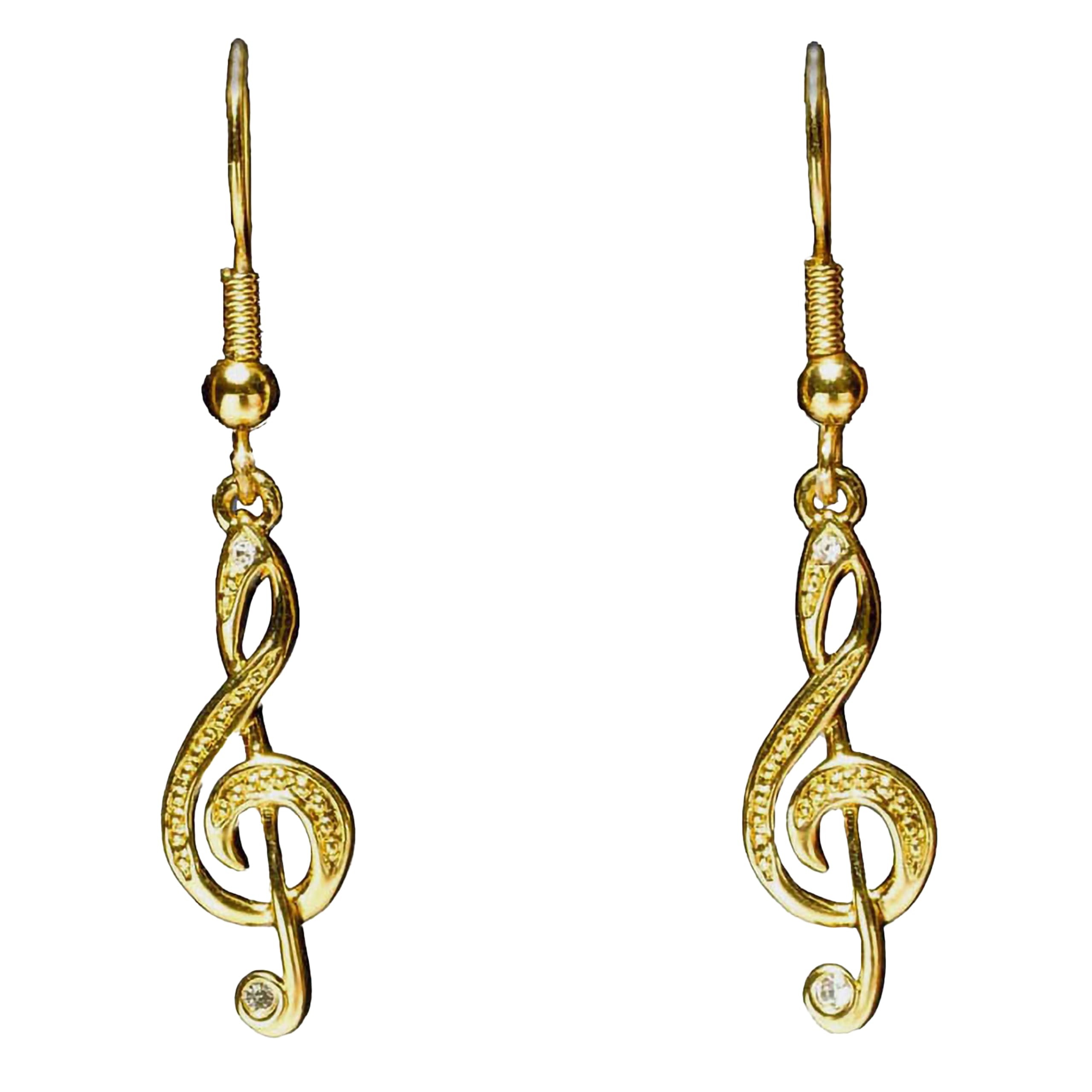Broadway Gifts Musical Design Womens Jeweled Fashion Dangle Ear Rings, Treble Clef