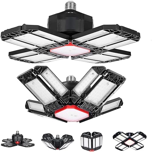 Amazingbuy Garage Lights, Shop Lights, Plug-in Ceiling Led Lights - 180W 18000LM E26/E27 Base Super Bright Ceiling LED Light Fixtures, Adjustable Panels, For Warehouse, Workshop, Basements, WineCellar
