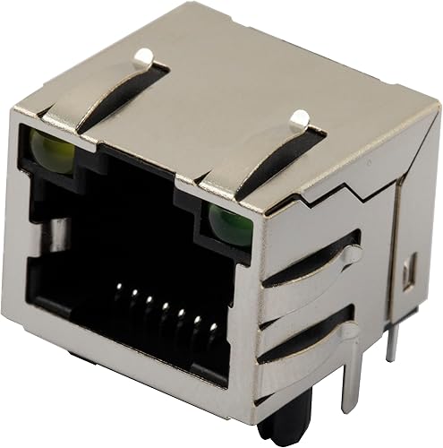 Miniatura 5 de Red Ethernet blindado RJ45 con luces LED, conectores Ethernet 8P8C, conectores hembra de 8 pines, montaje en PCB para cable Ethernet Cat5, Cat5e,